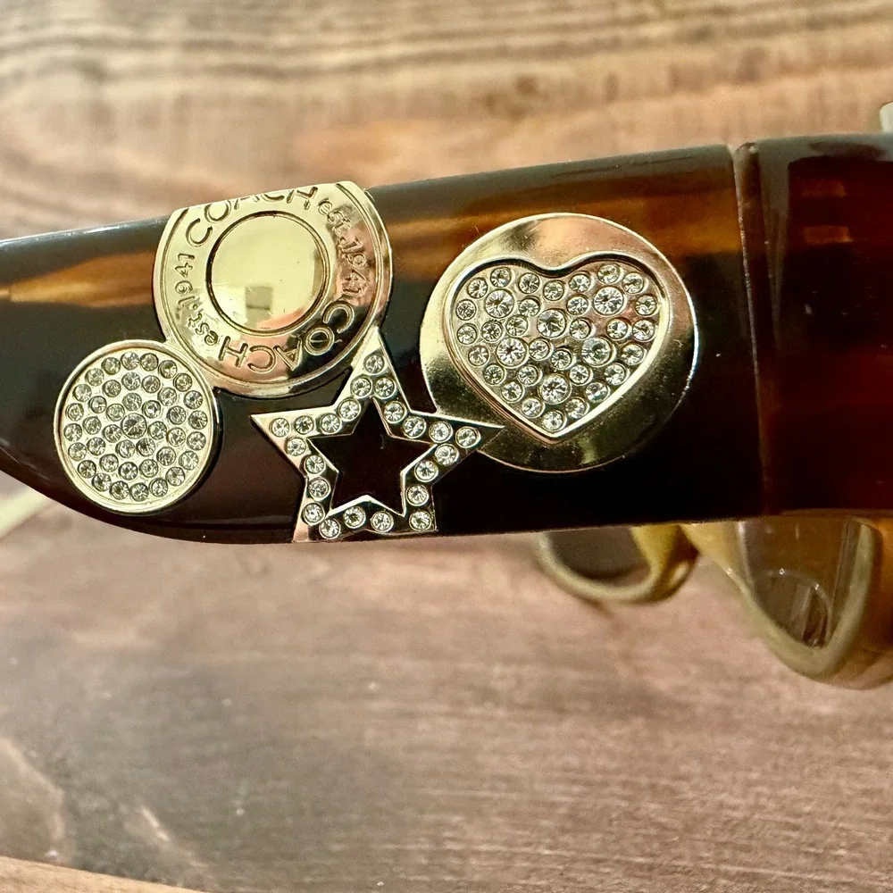 Coach Parker S848 Eyeglasses Brown Horn Rhinestone Heart Medallion FRAMES ONLY